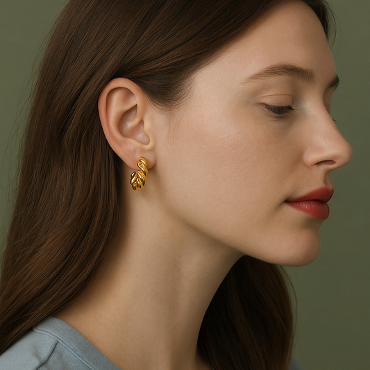 Gold-tone slim huggie hoop earrings for women (0.54mm thin, 2.0cm diameter, 8.8g) - lightweight everyday stainless steel jewelry by Arza Accessories Australia - 59