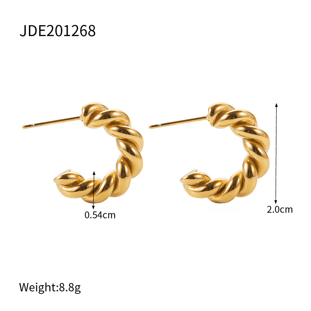 Gold-tone slim huggie hoop earrings for women (0.54mm thin, 2.0cm diameter, 8.8g) - lightweight everyday stainless steel jewelry by Arza Accessories Australia - 2