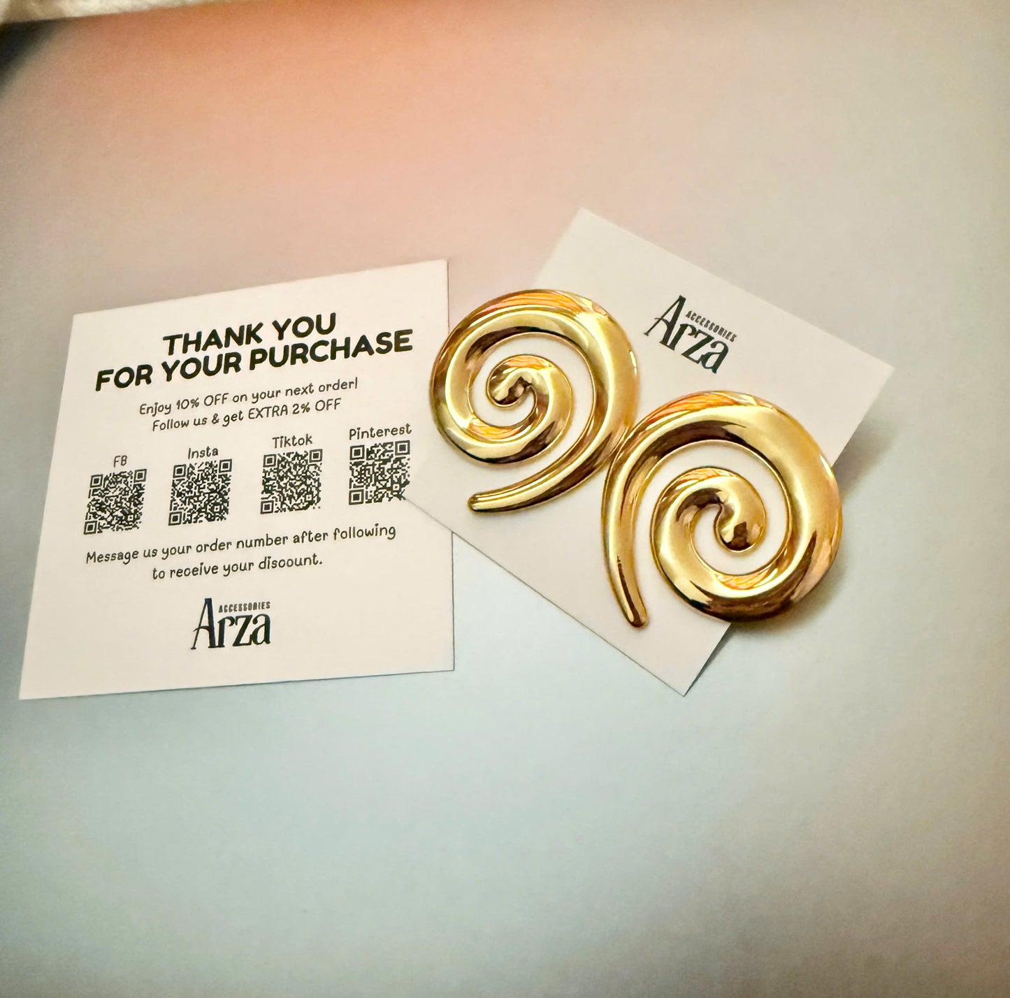 Gold-tone stainless steel spiral statement earrings, 3.76cm sculptural design, modern jewelry 67