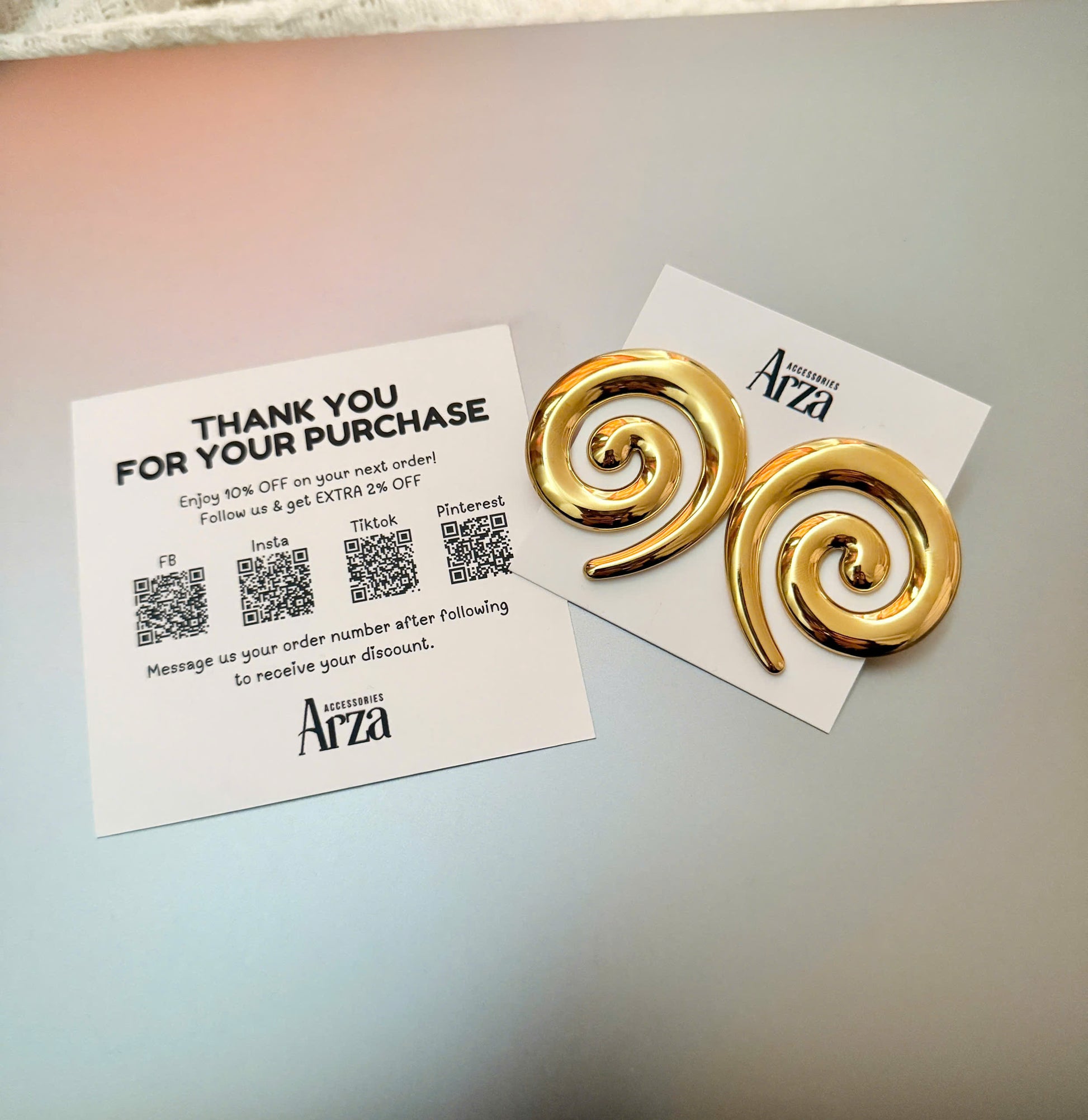 Gold-tone stainless steel spiral statement earrings, 3.76cm sculptural design, modern jewelry 68