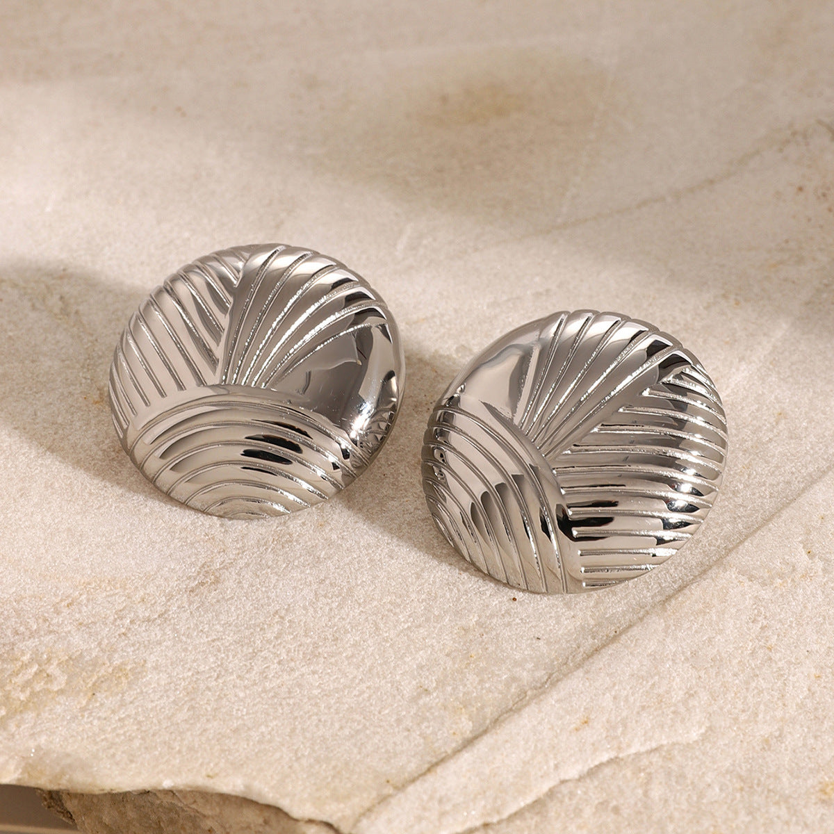 Gold-tone stainless steel square statement earrings, 3.1cm, lightweight and hypoallergenic. 2