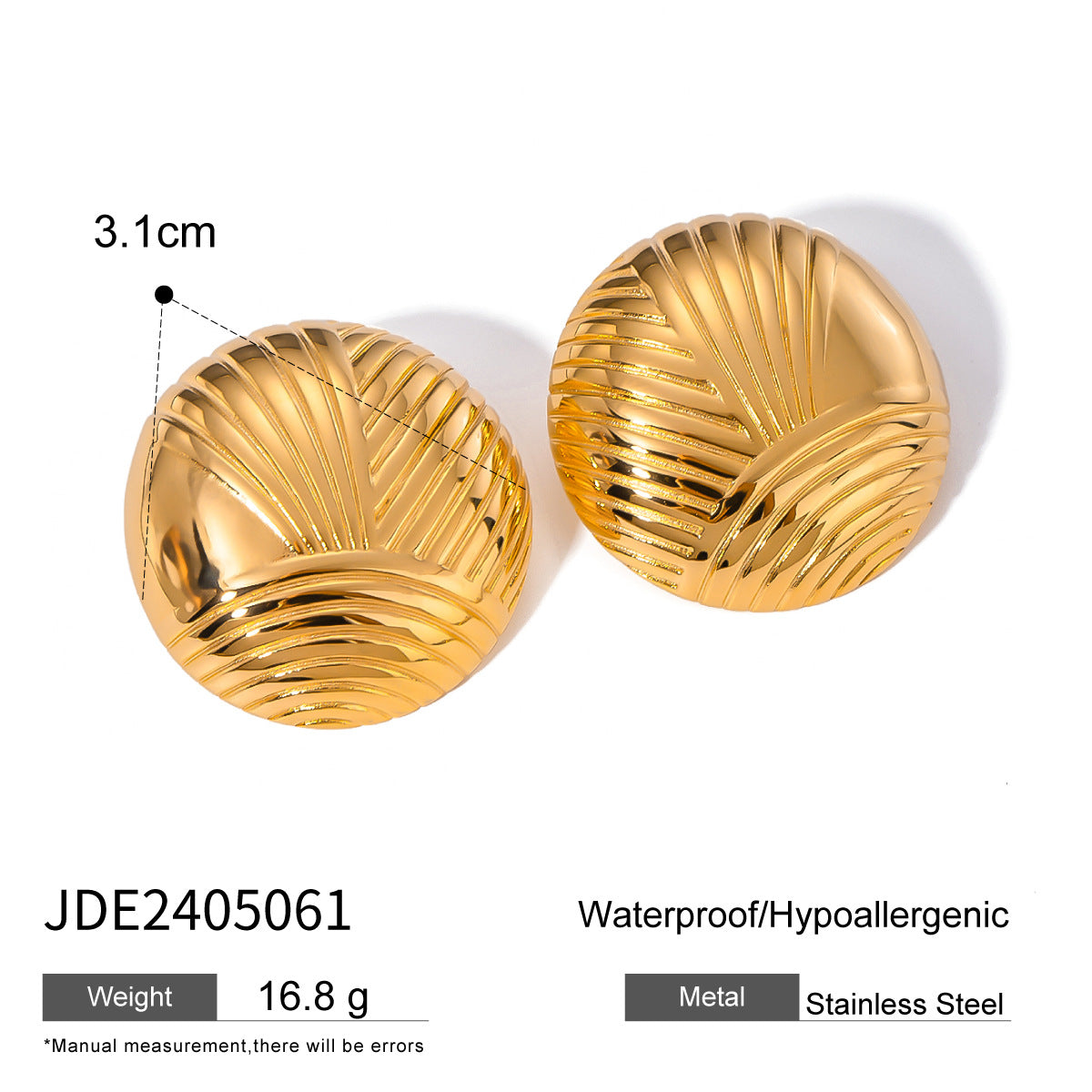 Gold-tone stainless steel square statement earrings, 3.1cm, lightweight and hypoallergenic. 11
