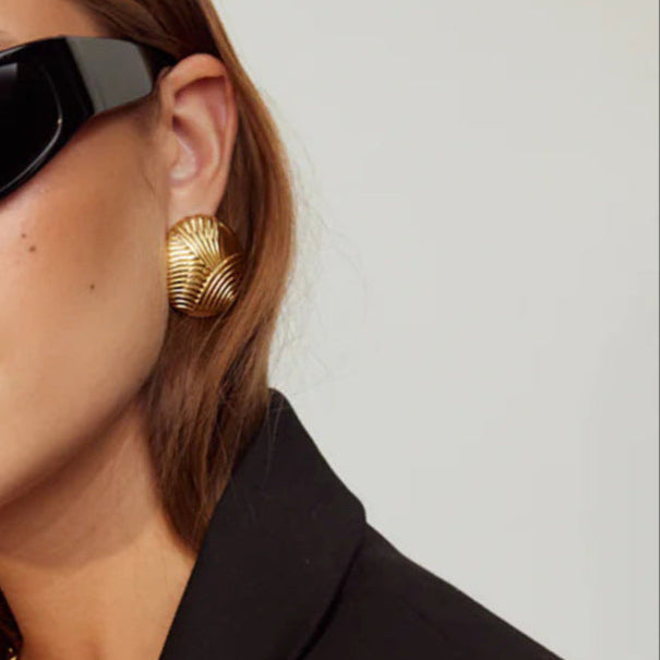 Gold-tone stainless steel square statement earrings, 3.1cm, lightweight and hypoallergenic. 12