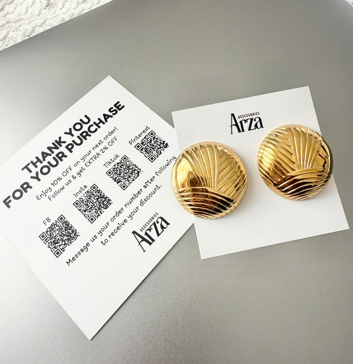 Gold-tone stainless steel square statement earrings, 3.1cm, lightweight and hypoallergenic. 42