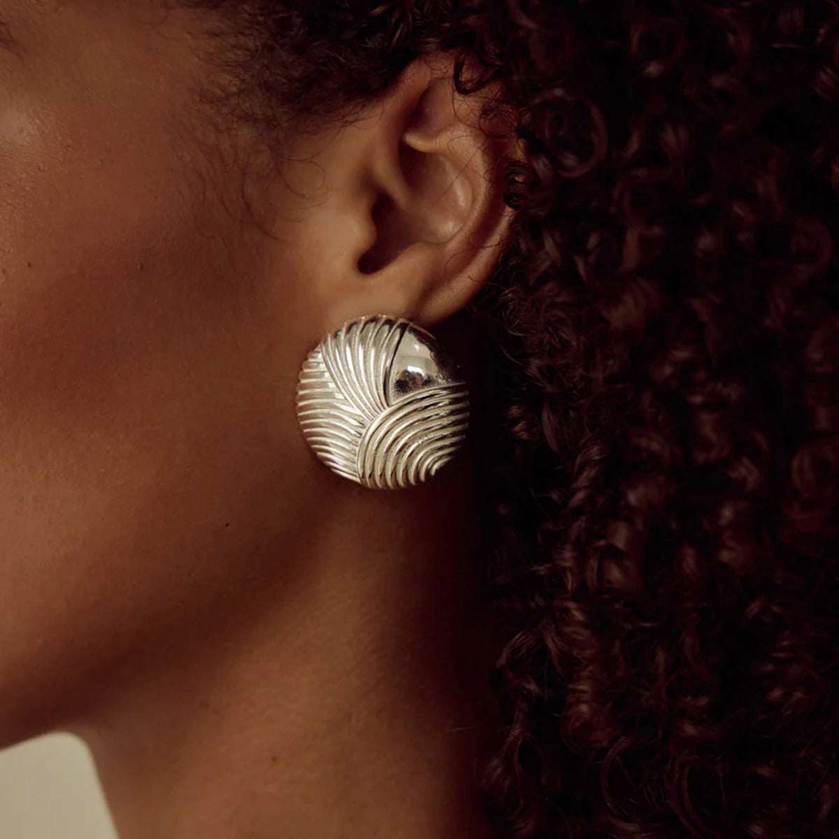 Gold-tone stainless steel square statement earrings, 3.1cm, lightweight and hypoallergenic. 7