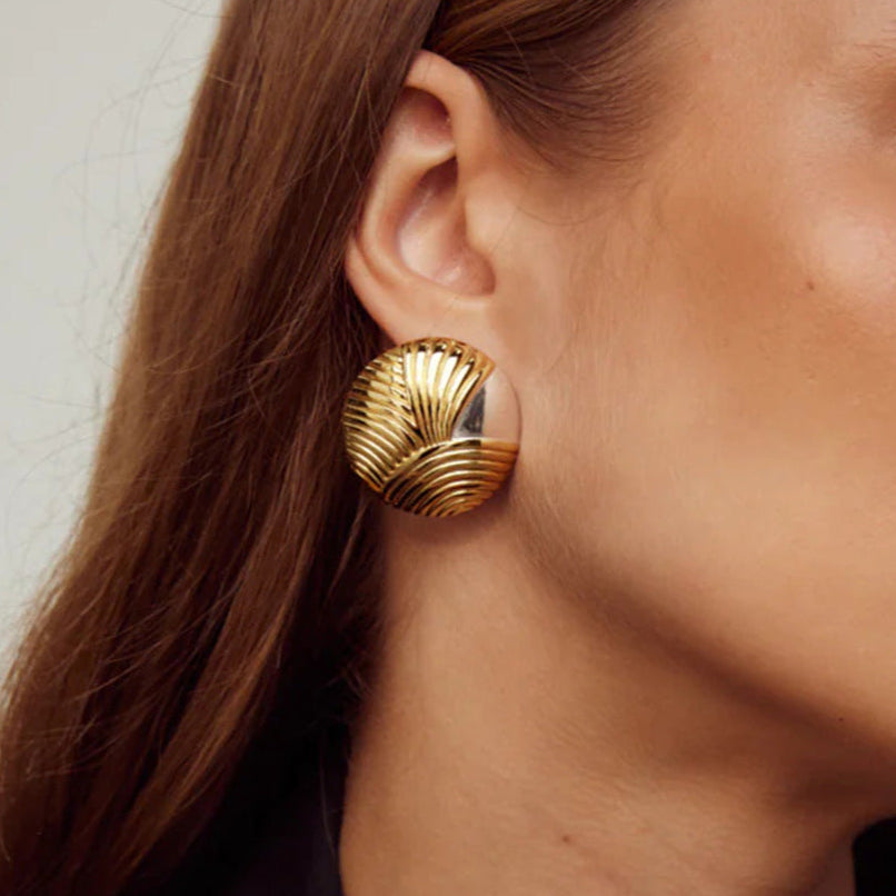 Gold-tone stainless steel square statement earrings, 3.1cm, lightweight and hypoallergenic. 9