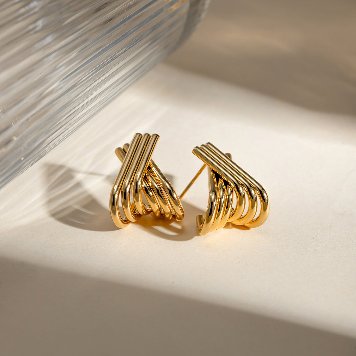 Minimalist gold trendy earrings for women – lightweight (8.7g) for everyday and party wear. 3 5