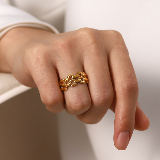 Golden mini statement rings for parties – lightweight (4.38g), sleek design, budget-friendly fashion jewelry - 1