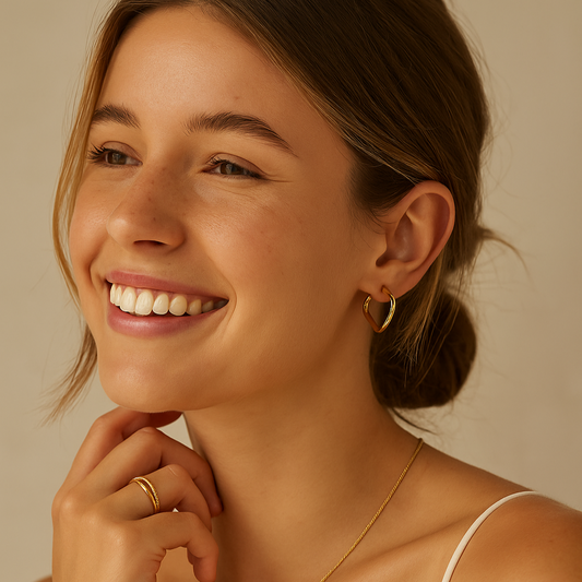 Hypoallergenic lightweight gold heart earrings (2cm) for women - everyday and party jewelry - 19