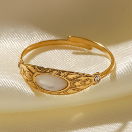 Hypoallergenic Gold and Silver Two-Tone Stainless Steel Ring for Women – Adjustable Size, Waterproof Design by Arza Accessories -4