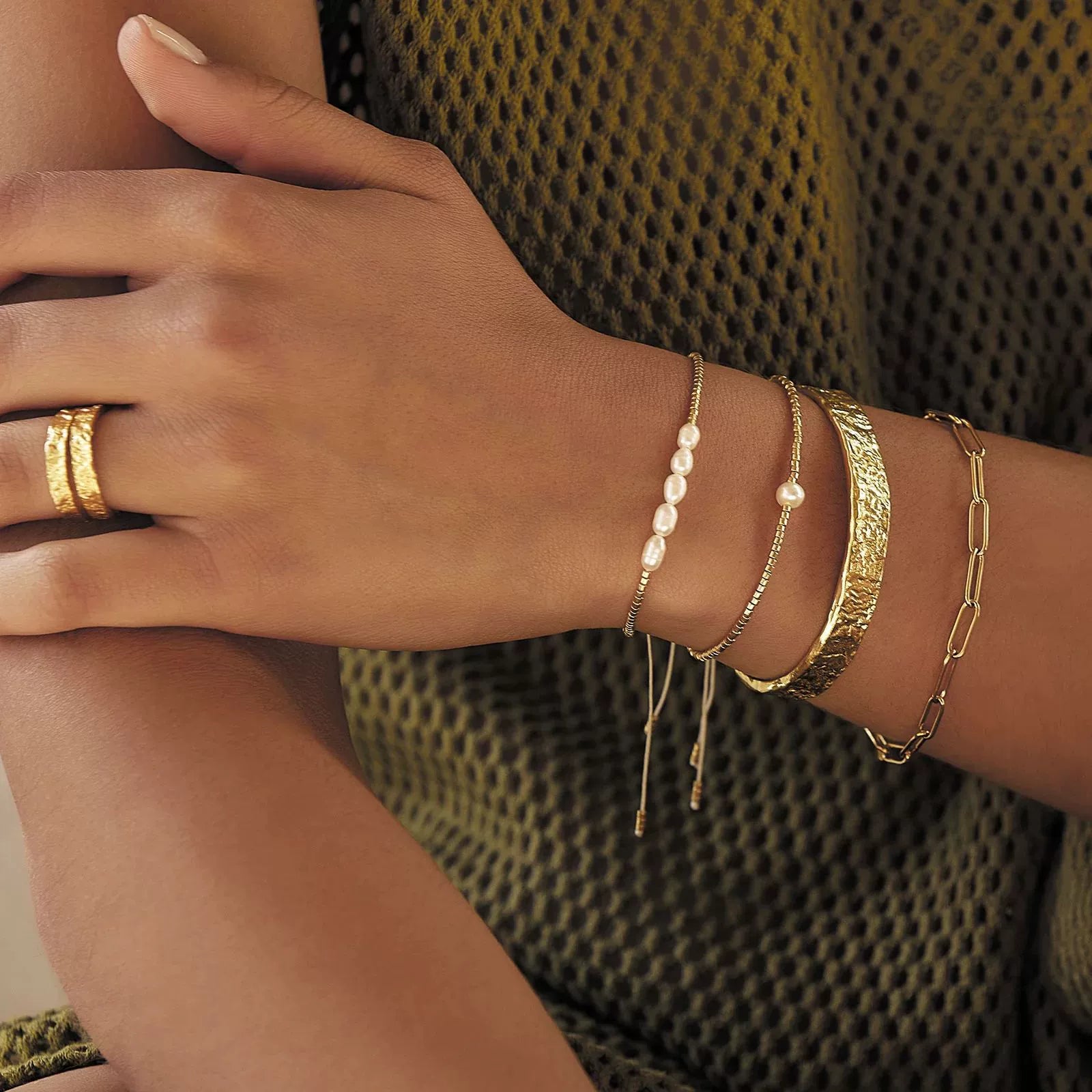 Thin gold minimalist bracelet (0.54cm) by Azra Accessories - adjustable 6.2cm diameter for daily wear 1