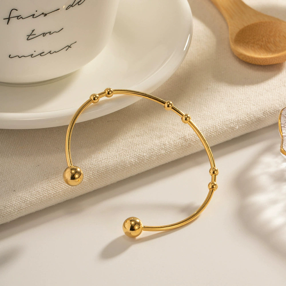 Adjustable minimalist gold bracelet for women - sleek layering jewelry (8.43g)-2