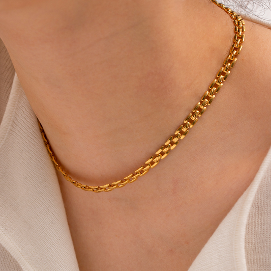 Minimalist gold necklace and bracelet set for women, thin lightweight chain jewelry 1