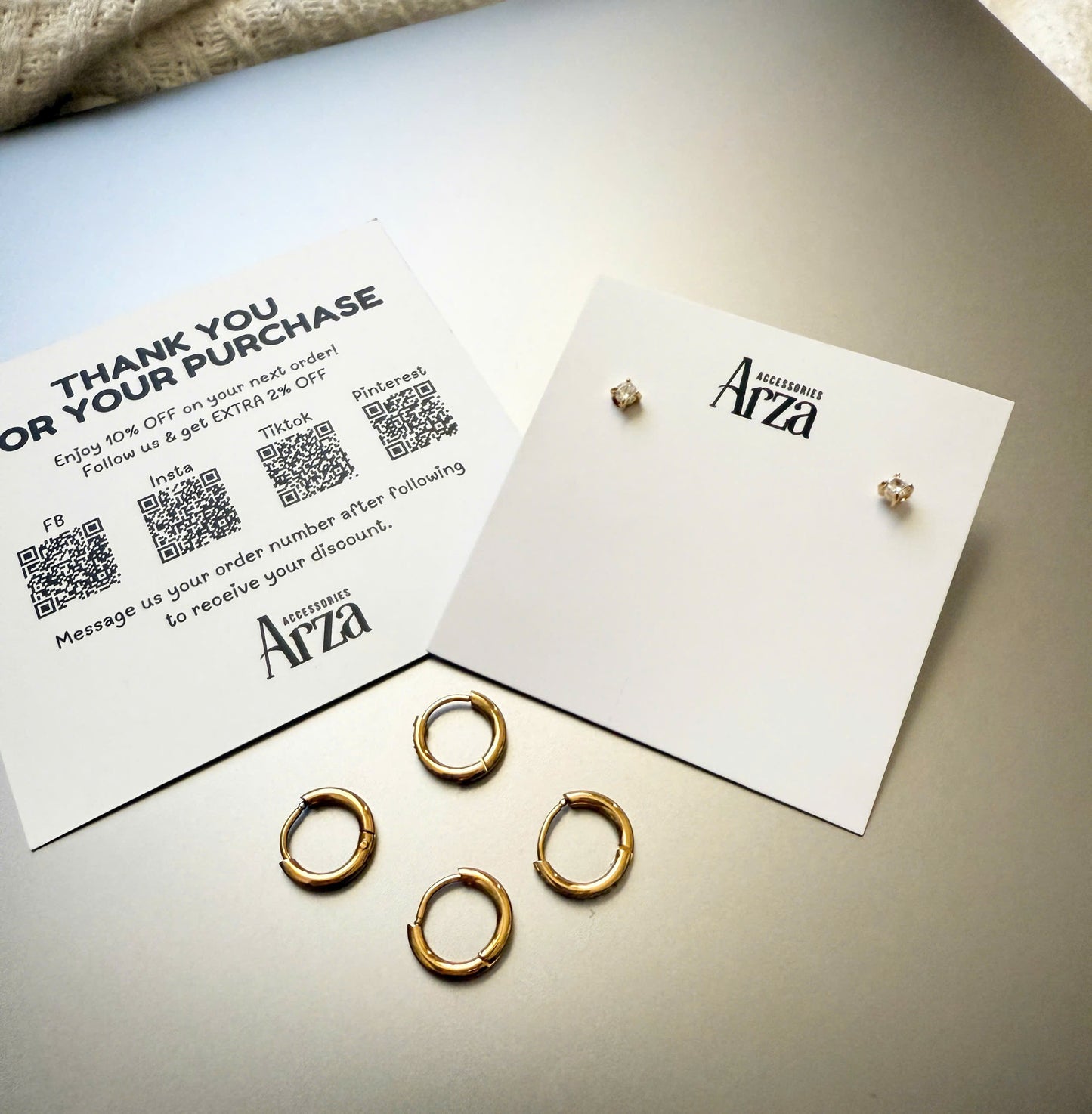 Minimalist waterproof stainless steel hoop earrings for women – hypoallergenic, lightweight (3.0g), and ideal for everyday wear | Arza Accessories 73