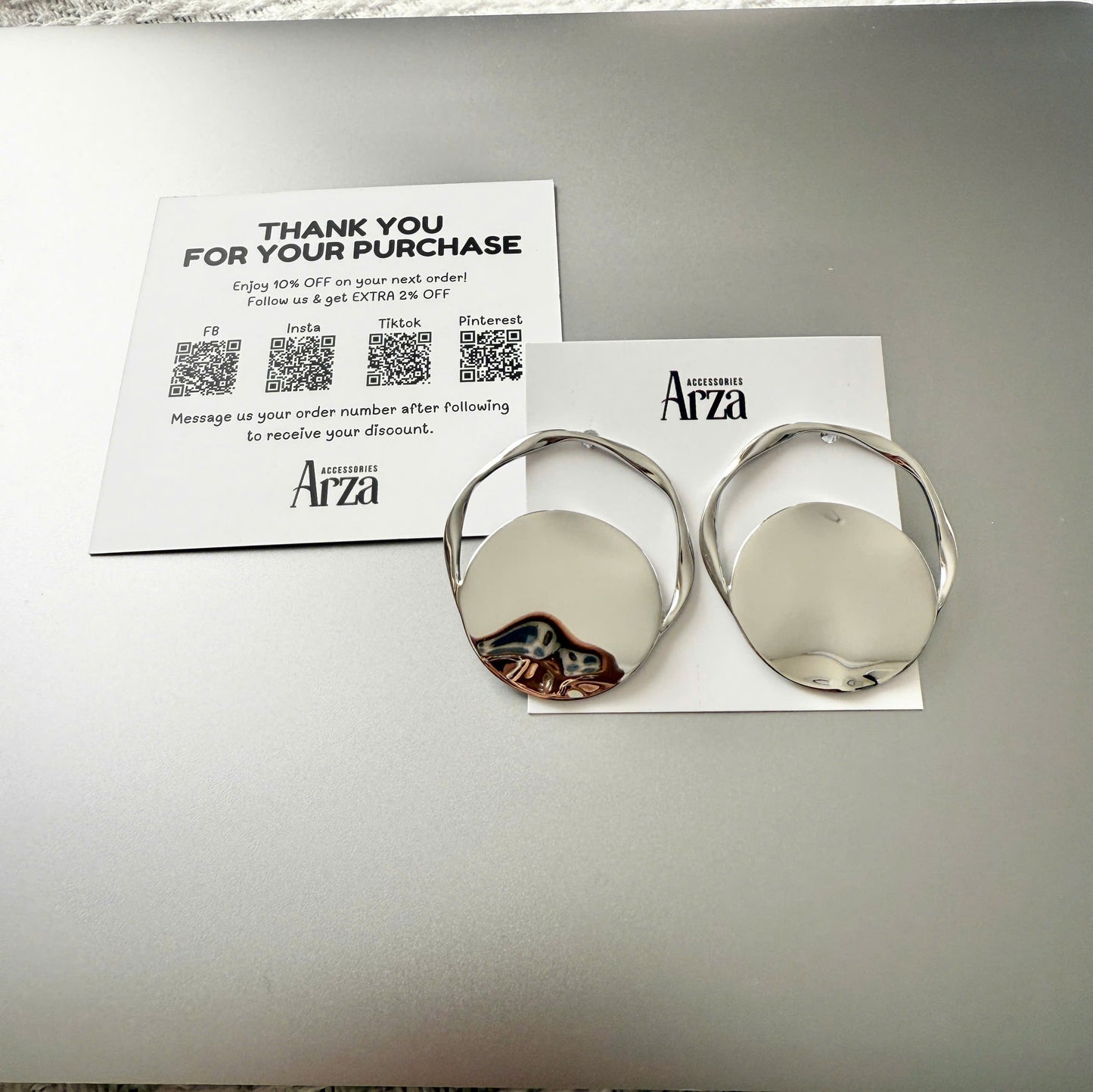 Minimalist silver-tone hoop earrings 4.19cm, lightweight stainless steel waterproof jewelry for everyday wear | Arza Accessories Australia - 1 4