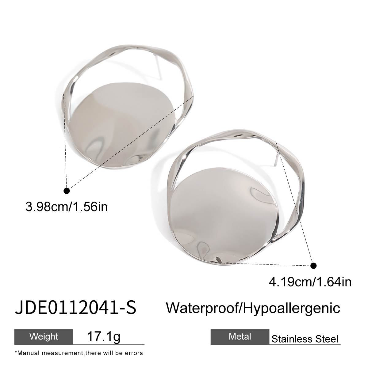Minimalist silver-tone hoop earrings 4.19cm, lightweight stainless steel waterproof jewelry for everyday wear | Arza Accessories Australia - 4