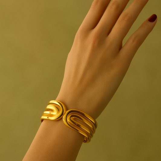 "Set of gold chunky stackable bracelets by Azra Accessories - perfect for everyday and party wear" 59