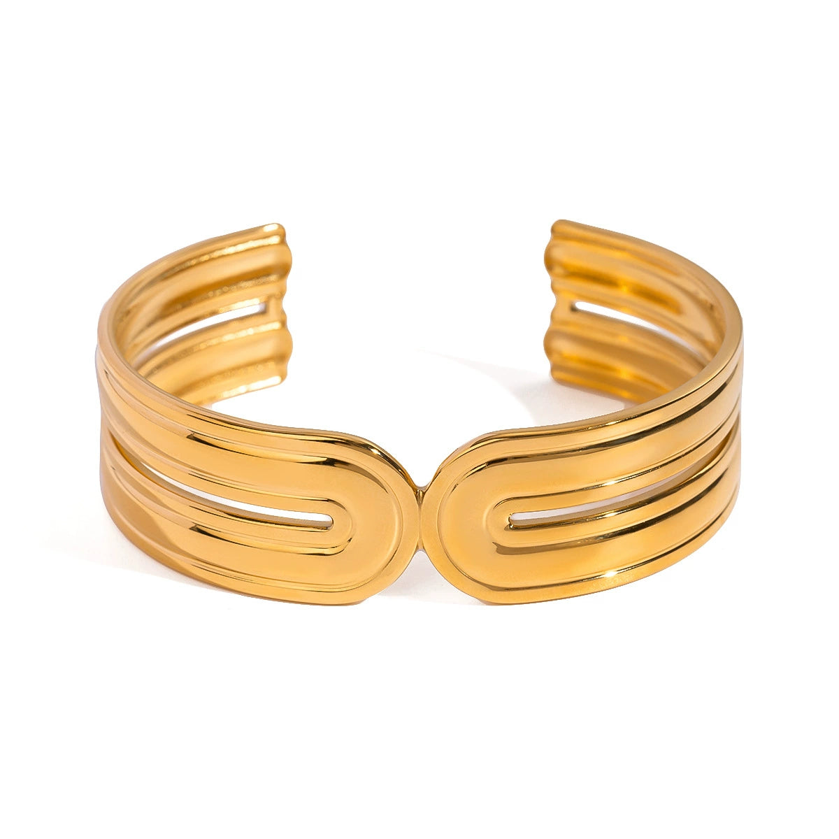 "Set of gold chunky stackable bracelets by Azra Accessories - perfect for everyday and party wear" 5