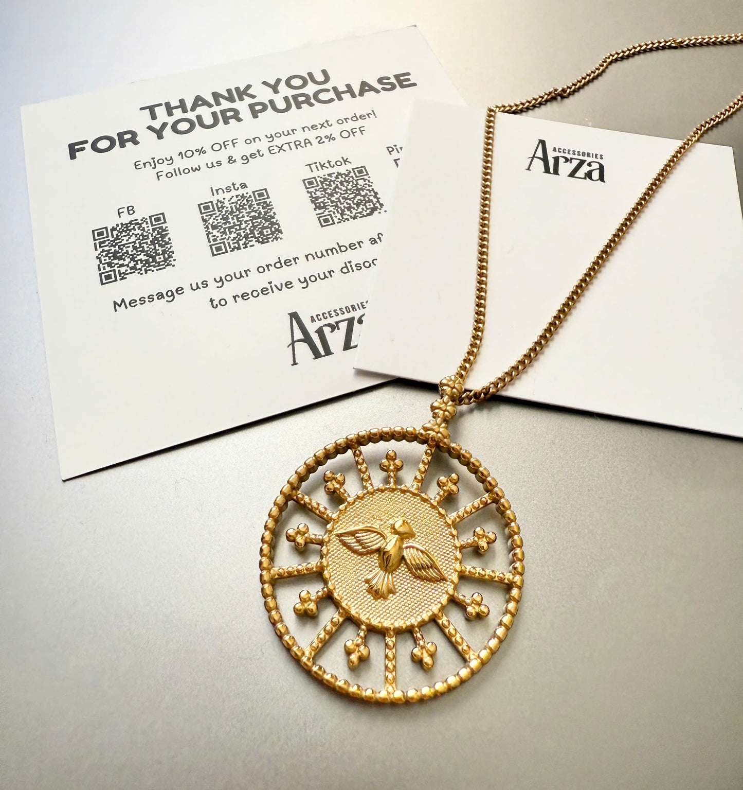 Minimalist stainless steel engraved circle pendant necklace - 50cm chain, hypoallergenic waterproof jewelry for everyday wear | Arza Accessories 12
