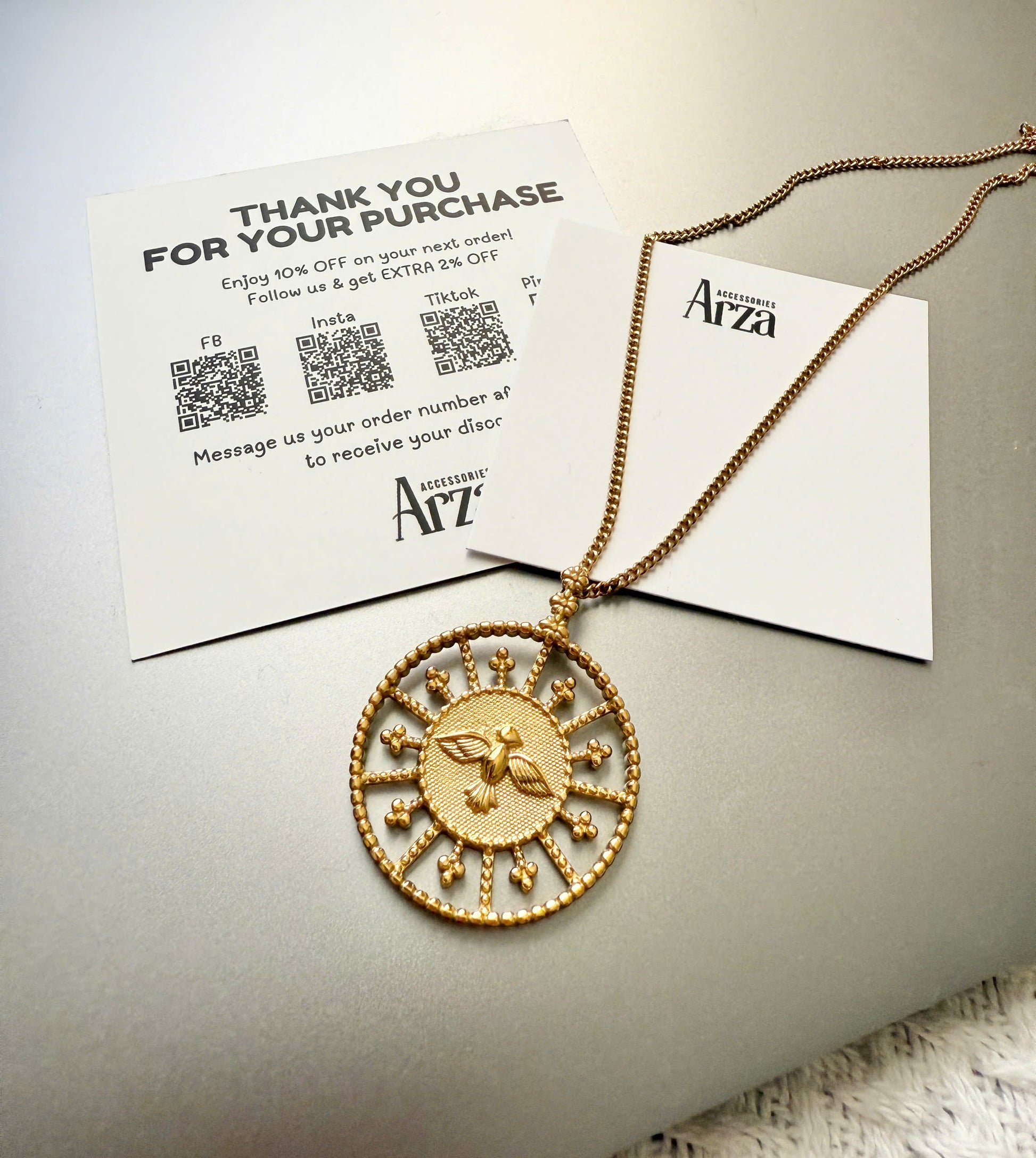 Minimalist stainless steel engraved circle pendant necklace - 50cm chain, hypoallergenic waterproof jewelry for everyday wear | Arza Accessories 15