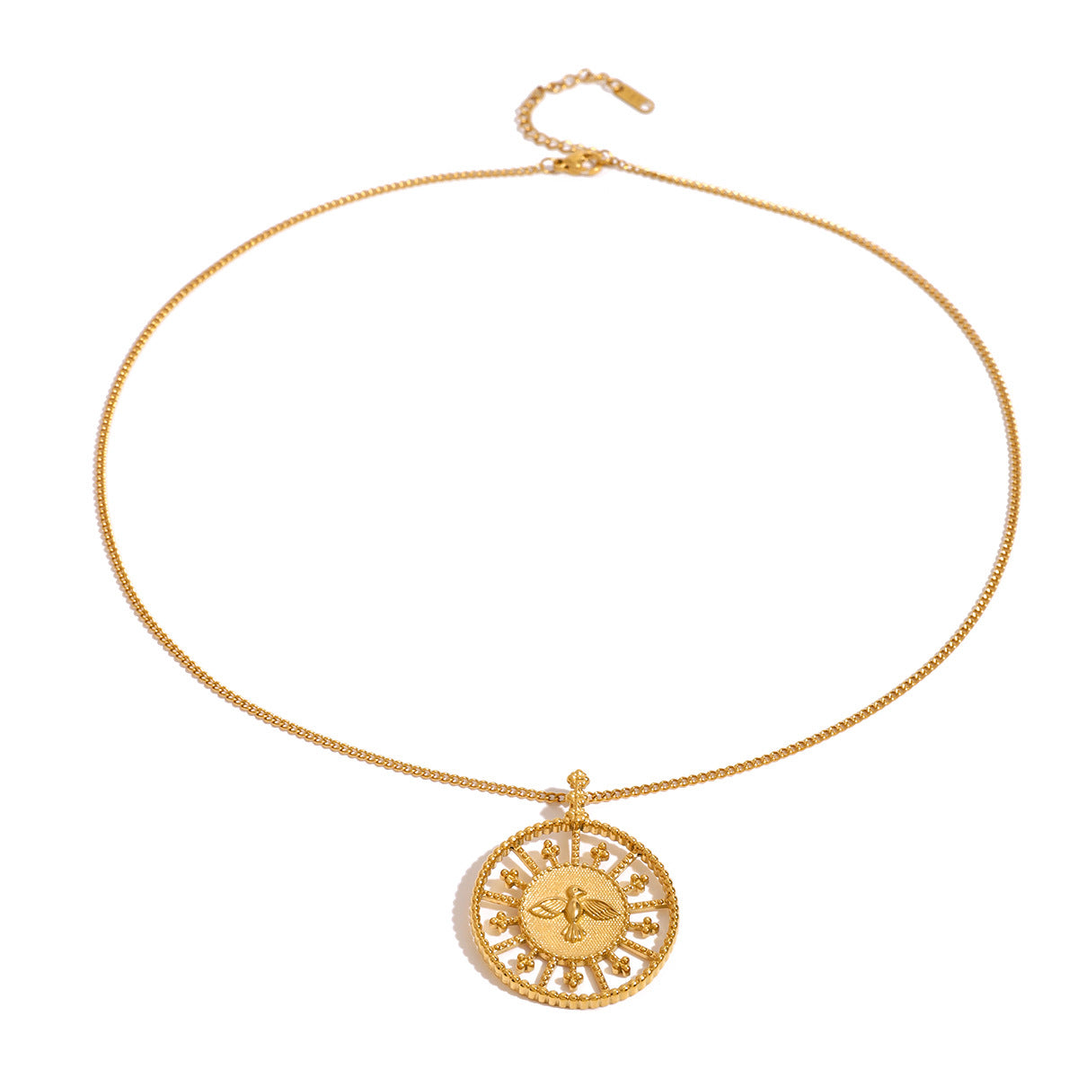 Minimalist stainless steel engraved circle pendant necklace - 50cm chain, hypoallergenic waterproof jewelry for everyday wear | Arza Accessories 2