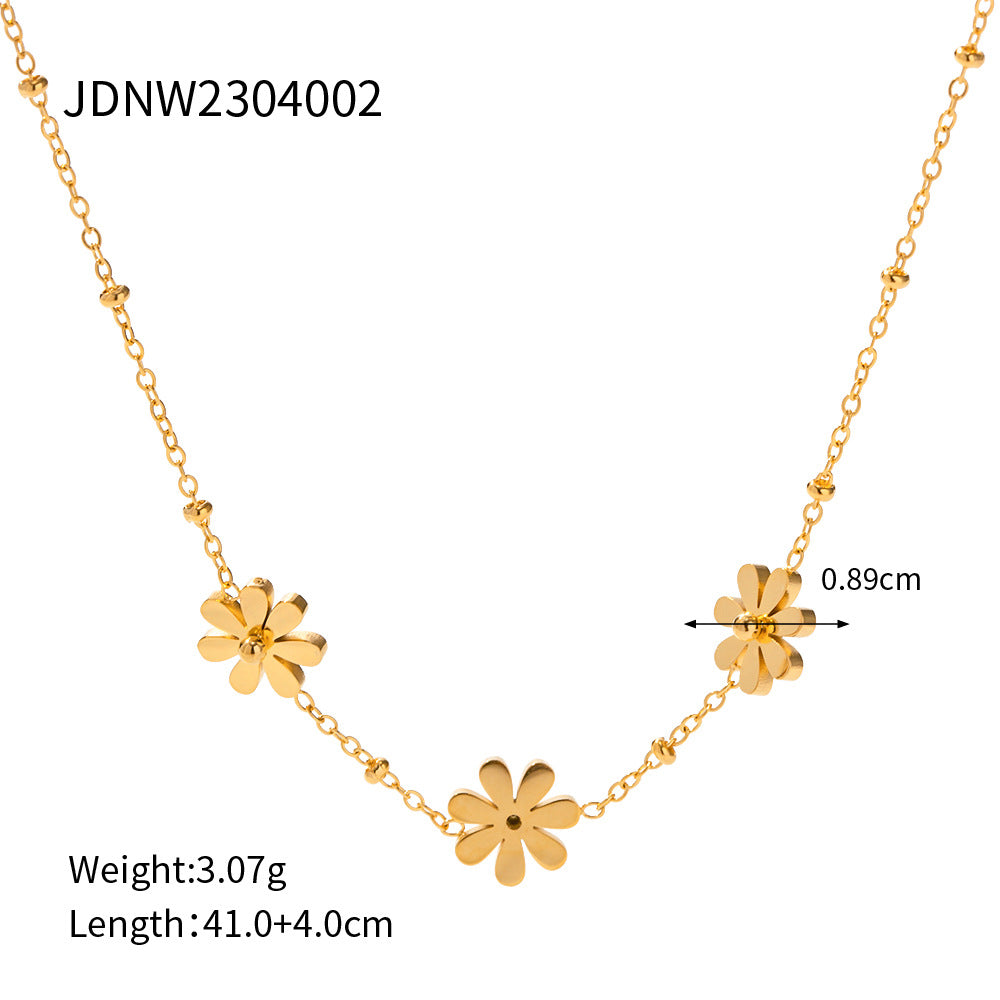 Gold floral charm necklace for women, lightweight adjustable everyday jewelry 3