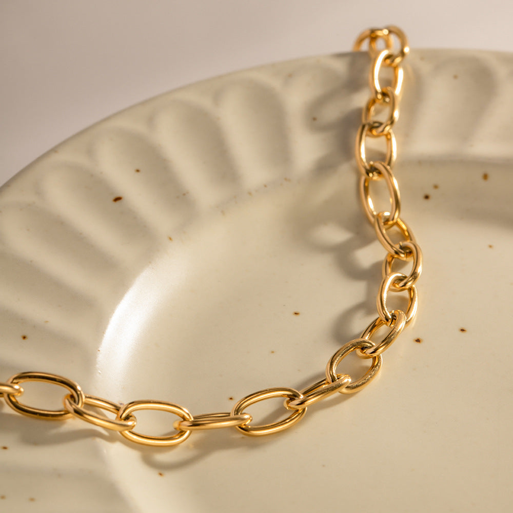 Adjustable gold chain bracelet - minimalist everyday jewelry for women (6mm width, 185mm length)-2