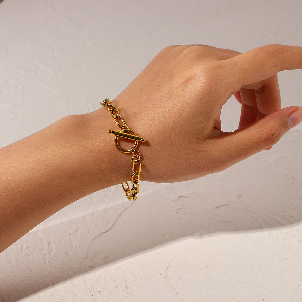 Adjustable gold chain bracelet - minimalist everyday jewelry for women (6mm width, 185mm length)-3