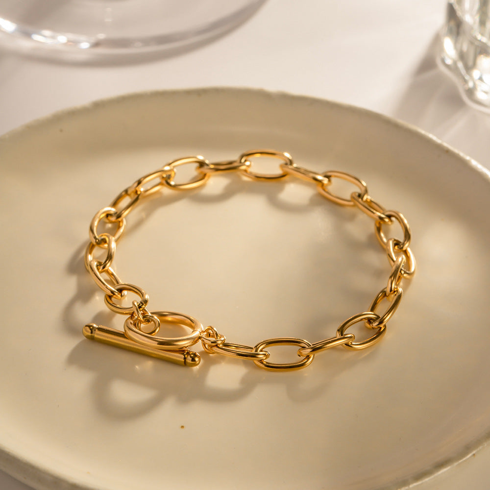 Adjustable gold chain bracelet - minimalist everyday jewelry for women (6mm width, 185mm length)-4