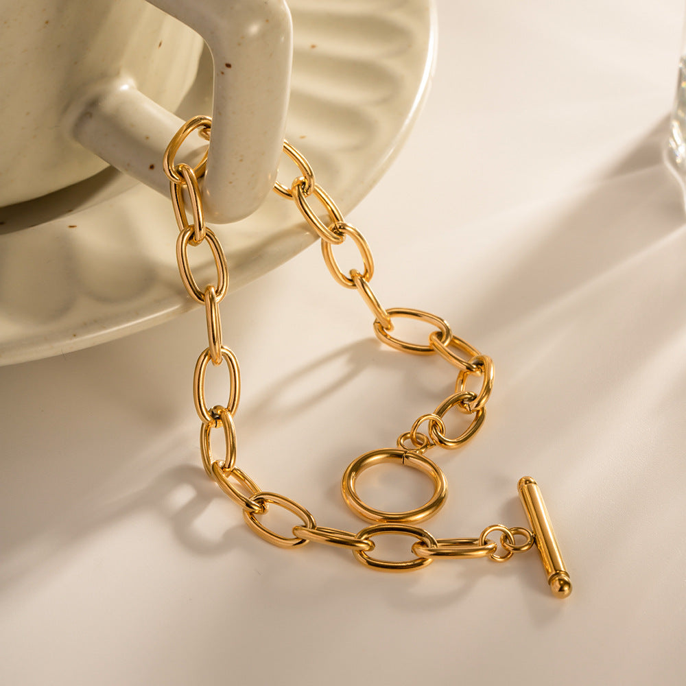 Adjustable gold chain bracelet - minimalist everyday jewelry for women (6mm width, 185mm length)-5