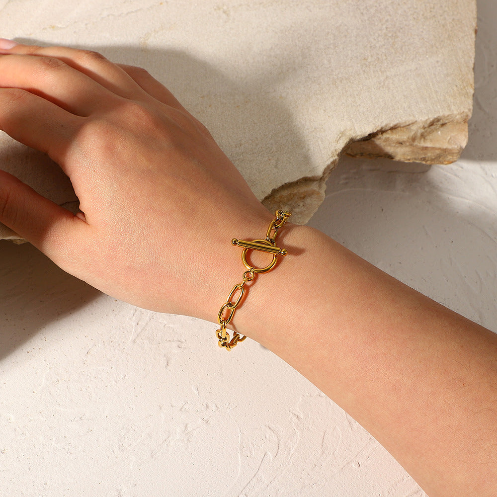 Adjustable gold chain bracelet - minimalist everyday jewelry for women (6mm width, 185mm length)-7