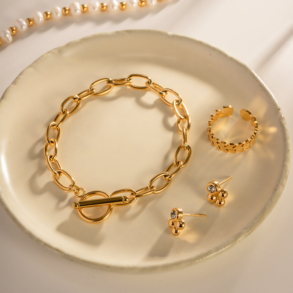 Adjustable gold chain bracelet - minimalist everyday jewelry for women (6mm width, 185mm length)-8