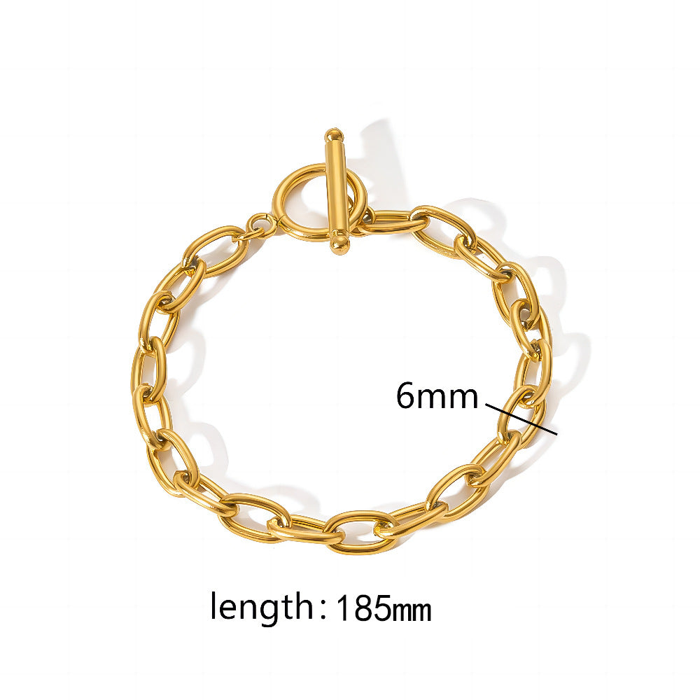 Adjustable gold chain bracelet - minimalist everyday jewelry for women (6mm width, 185mm length)-9