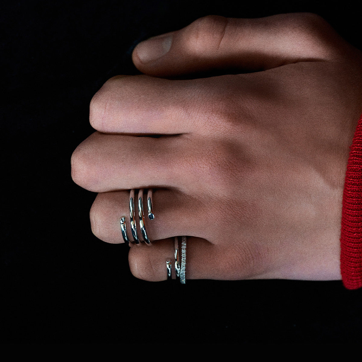 Twisted multi-loop huggie rings in gold & silver, 16mm hypoallergenic stainless steel comfort-fit earrings | Arza Accessories Australia - 5 