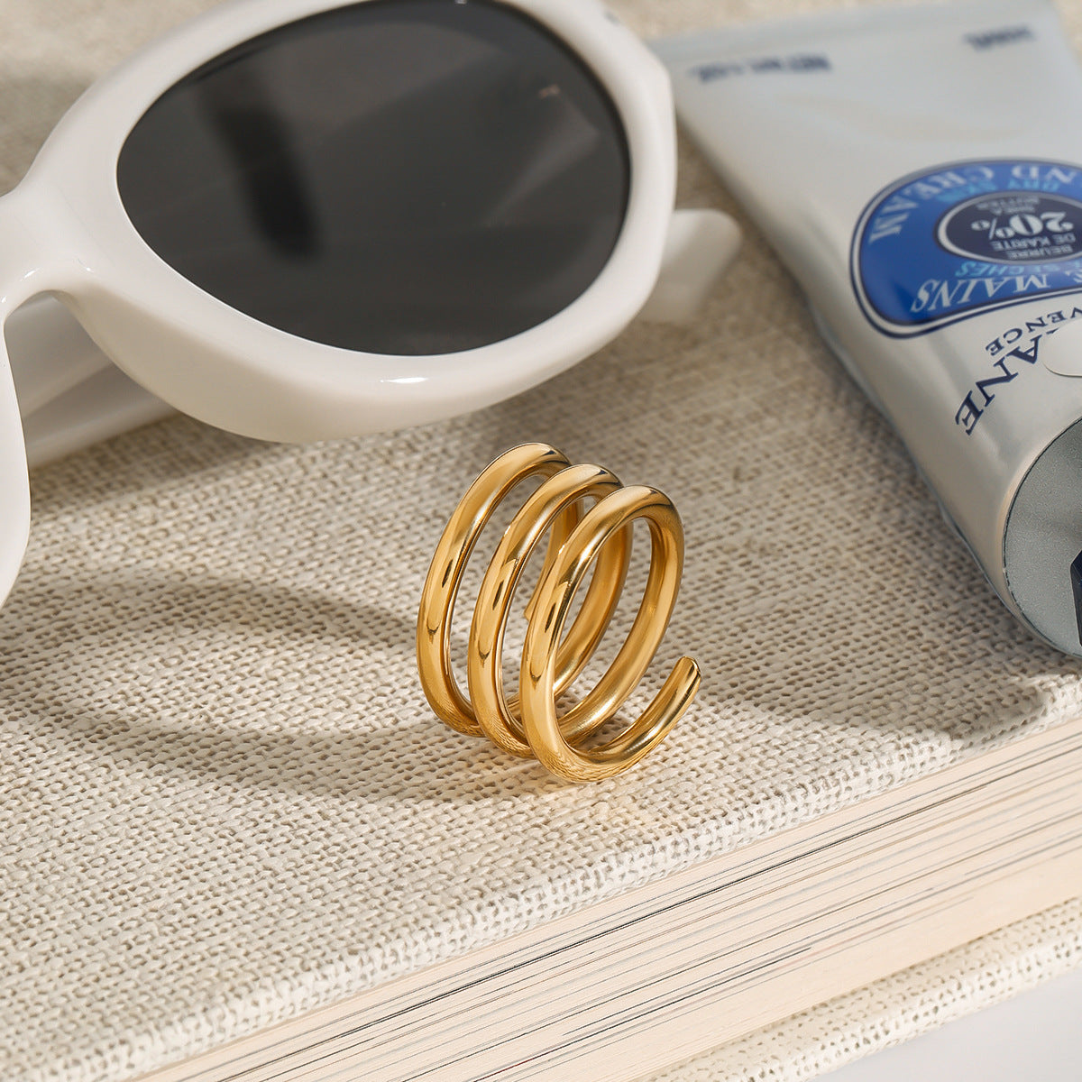 Twisted multi-loop huggie rings in gold & silver, 16mm hypoallergenic stainless steel comfort-fit earrings | Arza Accessories Australia - 6 