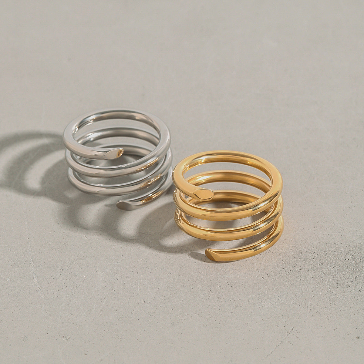 Twisted multi-loop huggie rings in gold & silver, 16mm hypoallergenic stainless steel comfort-fit earrings | Arza Accessories Australia - 11