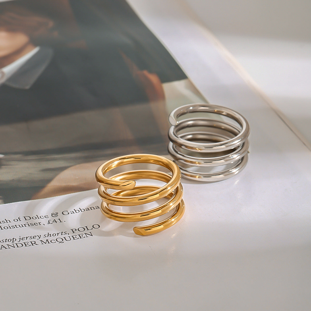 Twisted multi-loop huggie rings in gold & silver, 16mm hypoallergenic stainless steel comfort-fit earrings | Arza Accessories Australia - 3